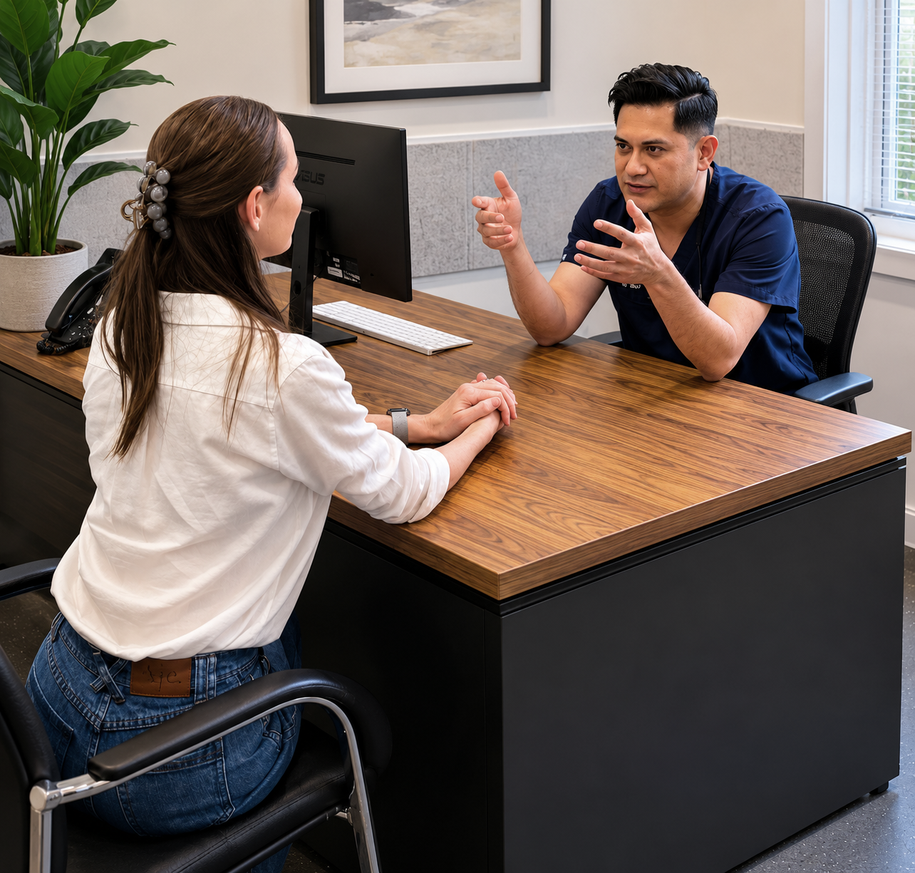 Dr Sud in consultation with a patient